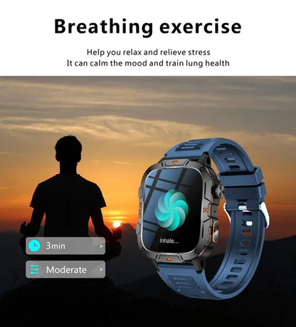 LIGE New 1.96" HD Screen Smart Watch Men with LED UV Flashlight 420Mah Large Battery Men’S Watches Health Monitor Men Smartwatch
