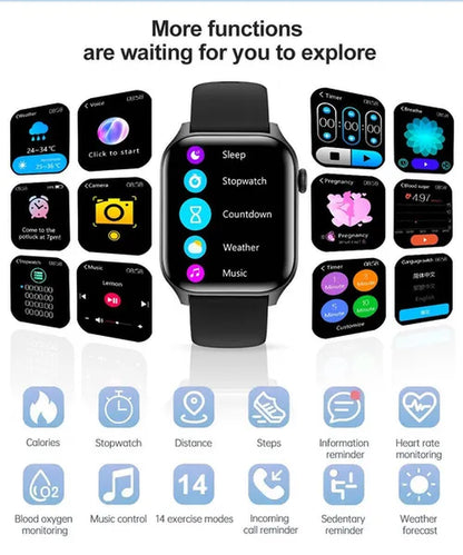 2024 New Women Smart Watch Men 1.85" Full Touch Color Screen Fitness Tracker Call Bluetooth Smart Watch Ladies Smartwatch Reloj Smartwatch