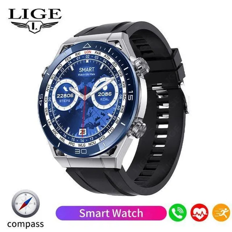 LIGE 2023 NFC ECG+PPG Bluetooth Call Smartwatch GPS Tracker Motion Bracelet Fitness for Huawei Watches Ultimate Smart Watch Men