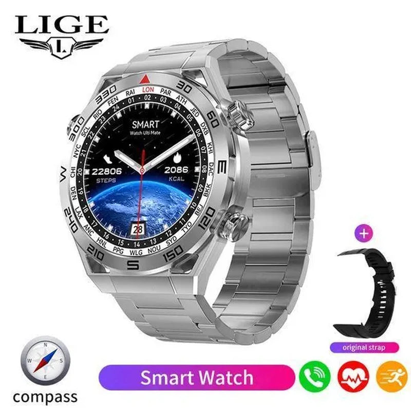 LIGE 2023 NFC ECG+PPG Bluetooth Call Smartwatch GPS Tracker Motion Bracelet Fitness for Huawei Watches Ultimate Smart Watch Men