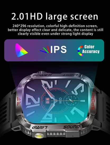 LIGE Bluetooth Call Smartwatch 2.01 Inch Screen 600 Mah Battery Compass Military Outdoor Waterproof Smartwatch for Huawei Xiaomi