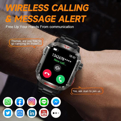 LIGE Bluetooth Call Smartwatch 2.01 Inch Screen 600 Mah Battery Compass Military Outdoor Waterproof Smartwatch for Huawei Xiaomi
