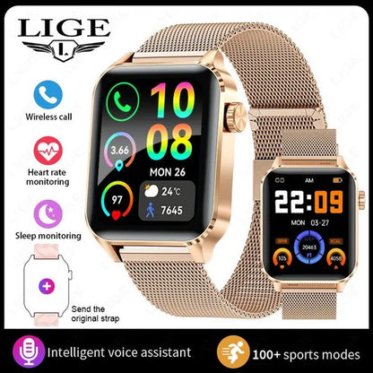 2024 New Smart Watch with Exercise Recording/Voice Assistant/Timer/ Stopwatch for Men Women, 1.85'' Smartwatch with Wireless Call (Answer/Make/Reject Calls) with Multi-Sports Mode, for Iphone/Android Phone.