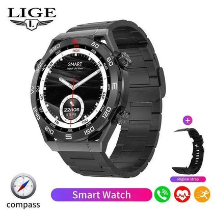 LIGE 2023 NFC ECG+PPG Bluetooth Call Smartwatch GPS Tracker Motion Bracelet Fitness for Huawei Watches Ultimate Smart Watch Men