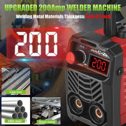 Maquina De Soldar Para Soldador 200Amp Con 20PCS Profesional Potente Welder NEW