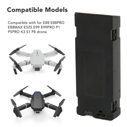 3.7V 1800Mah Li Ion Battery Replacement RC Drone for E88 E88PRO E88MAX E525 E99 E99PRO P1 P5PRO K3 S1 P8