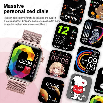 2024 New Women Smart Watch Men 1.85" Full Touch Color Screen Fitness Tracker Call Bluetooth Smart Watch Ladies Smartwatch Reloj Smartwatch
