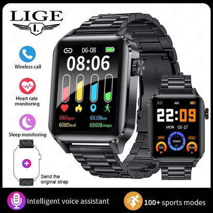 2024 New Smart Watch with Exercise Recording/Voice Assistant/Timer/ Stopwatch for Men Women, 1.85'' Smartwatch with Wireless Call (Answer/Make/Reject Calls) with Multi-Sports Mode, for Iphone/Android Phone.
