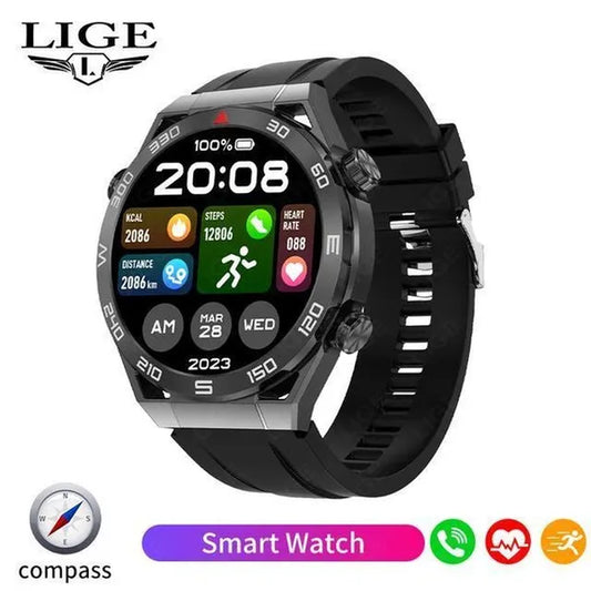 LIGE 2023 NFC ECG+PPG Bluetooth Call Smartwatch GPS Tracker Motion Bracelet Fitness for Huawei Watches Ultimate Smart Watch Men