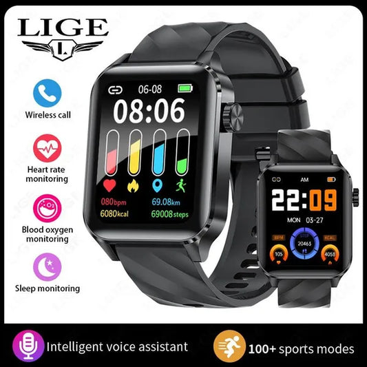 2024 New Smart Watch with Exercise Recording/Voice Assistant/Timer/ Stopwatch for Men Women, 1.85'' Smartwatch with Wireless Call (Answer/Make/Reject Calls) with Multi-Sports Mode, for Iphone/Android Phone.