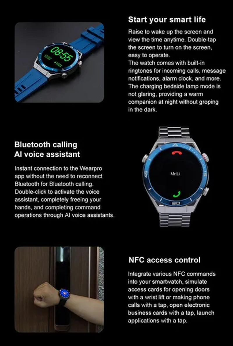 LIGE 2023 NFC ECG+PPG Bluetooth Call Smartwatch GPS Tracker Motion Bracelet Fitness for Huawei Watches Ultimate Smart Watch Men