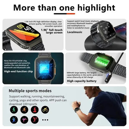 LIGE Recording Function SIRI Dial Smart Watch 600MAH Large Battery TWS Music 100+ Sports Watch True Blood Oxygen Smartwatch Men