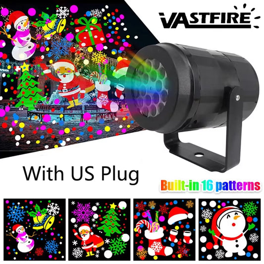 Christmas Projector Stage Light Led Projector Light Built-In 16 Patterns Indoor Outdoor Laser Lamp for Party New Year Holiday