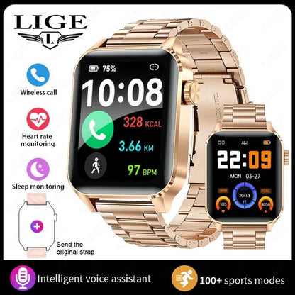 2024 New Smart Watch with Exercise Recording/Voice Assistant/Timer/ Stopwatch for Men Women, 1.85'' Smartwatch with Wireless Call (Answer/Make/Reject Calls) with Multi-Sports Mode, for Iphone/Android Phone.