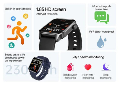 2024 New Women Smart Watch Men 1.85" Full Touch Color Screen Fitness Tracker Call Bluetooth Smart Watch Ladies Smartwatch Reloj Smartwatch