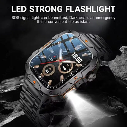 LIGE New 1.96" HD Screen Smart Watch Men with LED UV Flashlight 420Mah Large Battery Men’S Watches Health Monitor Men Smartwatch