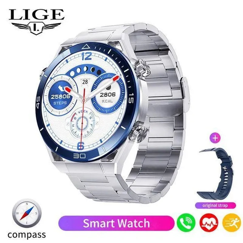 LIGE 2023 NFC ECG+PPG Bluetooth Call Smartwatch GPS Tracker Motion Bracelet Fitness for Huawei Watches Ultimate Smart Watch Men