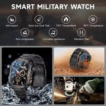 LIGE New 1.96" HD Screen Smart Watch Men with LED UV Flashlight 420Mah Large Battery Men’S Watches Health Monitor Men Smartwatch