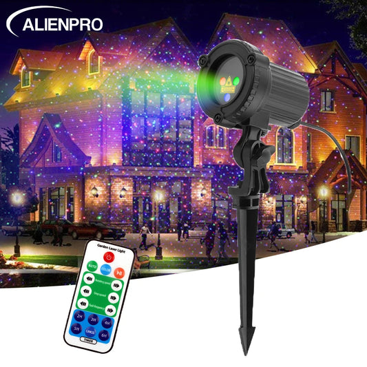 ALIEN RGB Moving Static Star Christmas Laser Projector Waterproof Outdoor Garden Holiday Party Xmas Tree House Shows Lighting